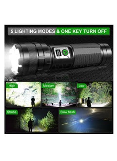 ZLH HITY Rechargeable LED Flashlights High Lumens, 900000 Lumens Super Bright Flashlight with 11 Modes IPX6 Waterproof, Powerful Handheld Flashlight for Camping Emergencies Hiking Home  - Image 3