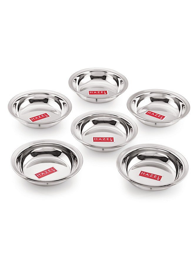 HAZEL Stainless Steel Snack Bowl/Plate Set | Small Steel Plates Dish for Snacks | Breakfast Plates, Set of 6, 600 ML - Image 1