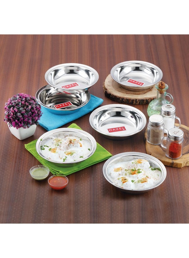 HAZEL Stainless Steel Snack Bowl/Plate Set | Small Steel Plates Dish for Snacks | Breakfast Plates, Set of 6, 600 ML - Image 2