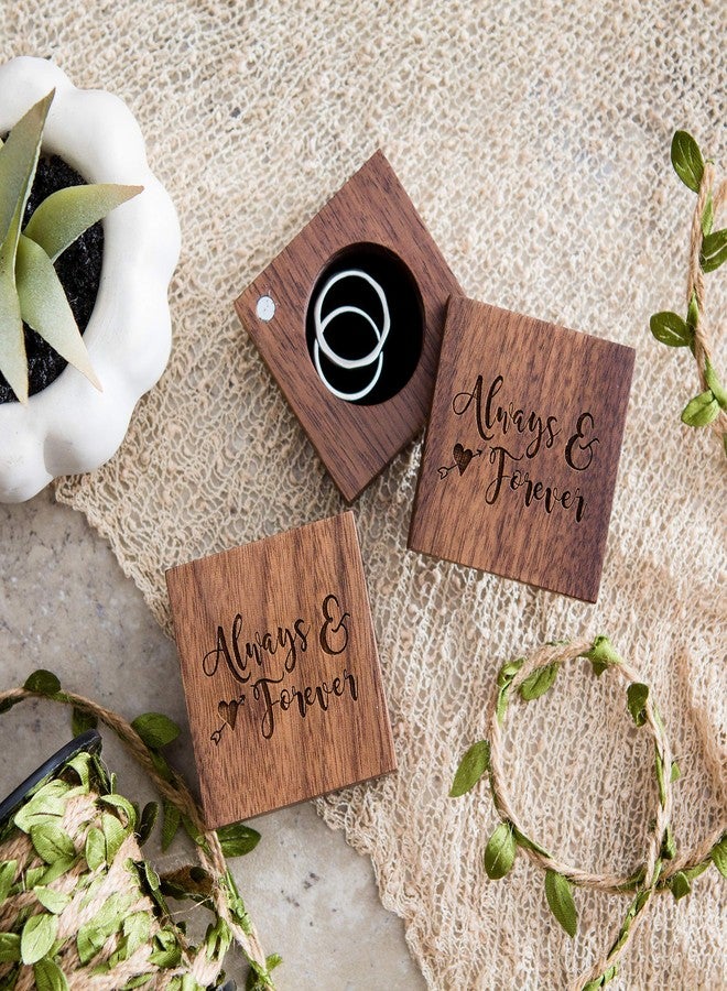 MUUJEE Always and Forever Ring Box - Engraved Wooden Ring Box for Wedding Ceremony Ring Bearer Box - Anniversary Birthday Gift Ideas - Image 5