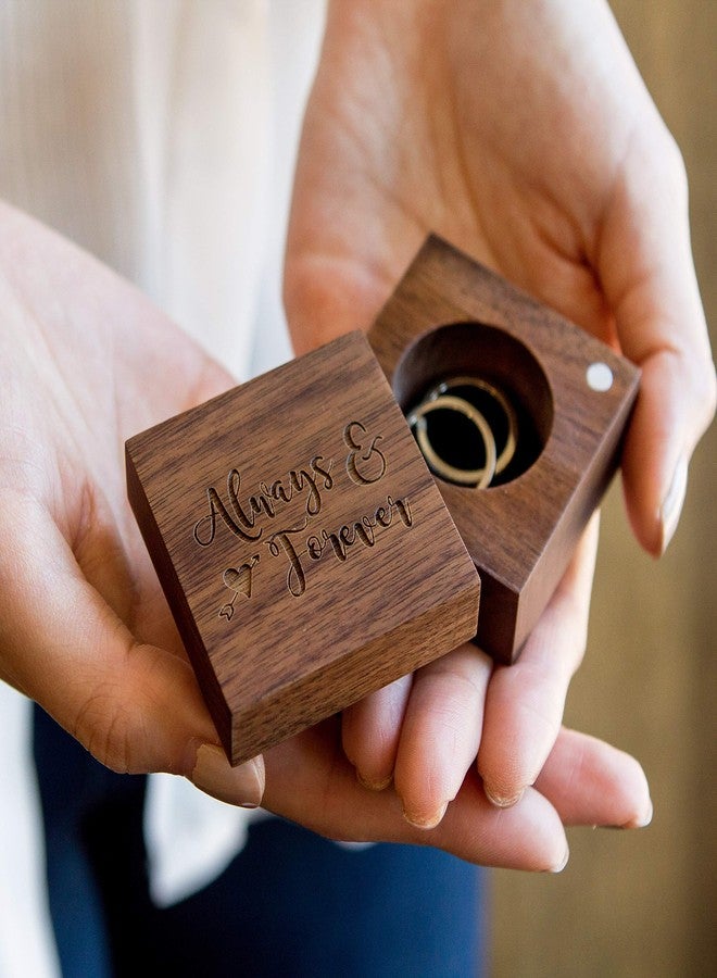 MUUJEE Always and Forever Ring Box - Engraved Wooden Ring Box for Wedding Ceremony Ring Bearer Box - Anniversary Birthday Gift Ideas - Image 3