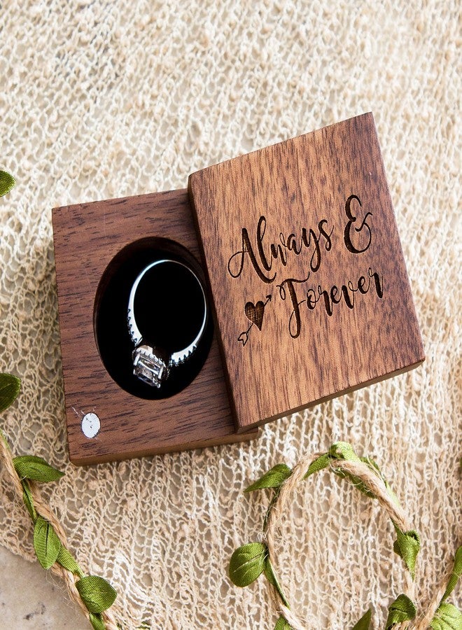 MUUJEE Always and Forever Ring Box - Engraved Wooden Ring Box for Wedding Ceremony Ring Bearer Box - Anniversary Birthday Gift Ideas - Image 4