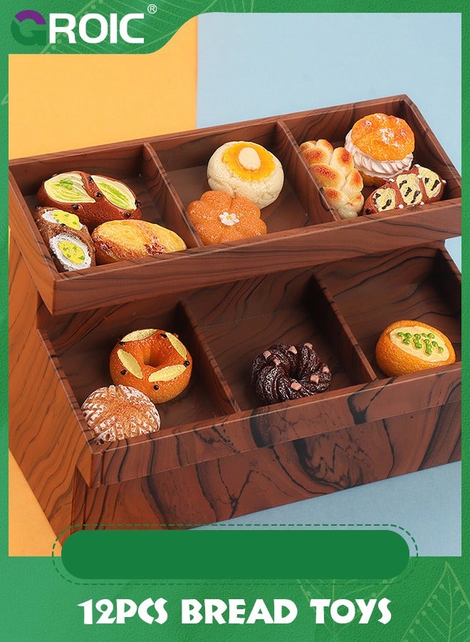 GROIC 12 قطعة من ألعاب الخبز الصغيرة، ألعاب طعام وهمية لمطبخ بيت الدمية، ألعاب طعام صغيرة من الراتينج، ألعاب طهي طعام صغيرة، أجزاء زينة DIY - Image 2