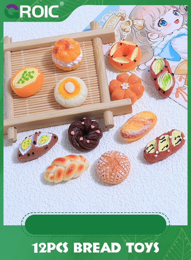 GROIC 12 قطعة من ألعاب الخبز الصغيرة، ألعاب طعام وهمية لمطبخ بيت الدمية، ألعاب طعام صغيرة من الراتينج، ألعاب طهي طعام صغيرة، أجزاء زينة DIY - Image 3