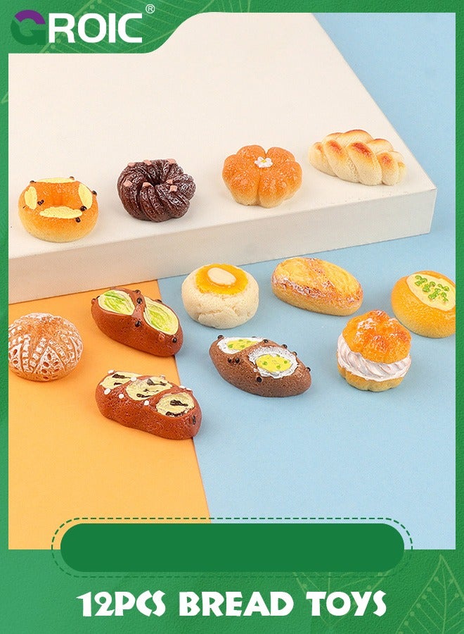 GROIC 12 قطعة من ألعاب الخبز الصغيرة، ألعاب طعام وهمية لمطبخ بيت الدمية، ألعاب طعام صغيرة من الراتينج، ألعاب طهي طعام صغيرة، أجزاء زينة DIY - Image 4