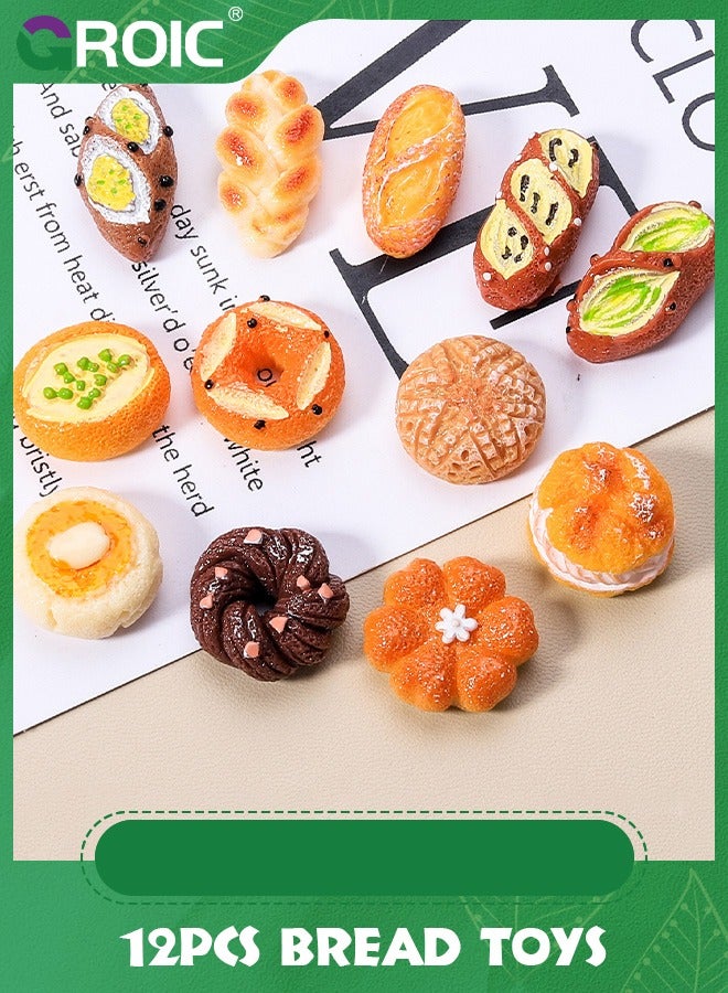GROIC 12 قطعة من ألعاب الخبز الصغيرة، ألعاب طعام وهمية لمطبخ بيت الدمية، ألعاب طعام صغيرة من الراتينج، ألعاب طهي طعام صغيرة، أجزاء زينة DIY - Image 5