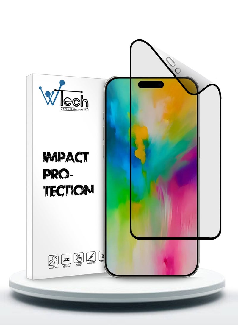Wtech Apple iPhone 16 Pro 2024 Nano Ceramic Full Glue Full Cover Matte Flexible Screen Protector (MSCNMN) - Clear/Black - Image 1