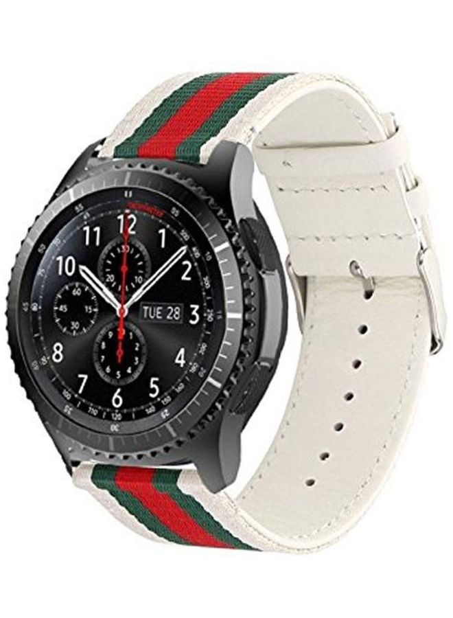 NIBEMINENT Simple Fashion Nylon Genuine Leather Watchband For Samsung Gear S3 White - Image 1