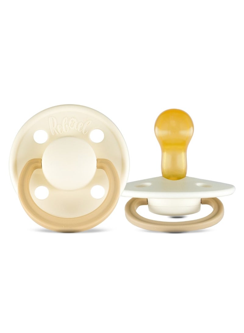 Rebael Fashion Natural Rubber Round Pacifier Size 1 - Baby 0-6M (2-pack) - DustyPearlyMouse/FrostyPearlyLion - Image 3