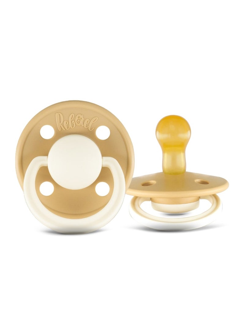 Rebael Fashion Natural Rubber Round Pacifier Size 1 - Baby 0-6M (2-pack) - DustyPearlyMouse/FrostyPearlyLion - Image 2