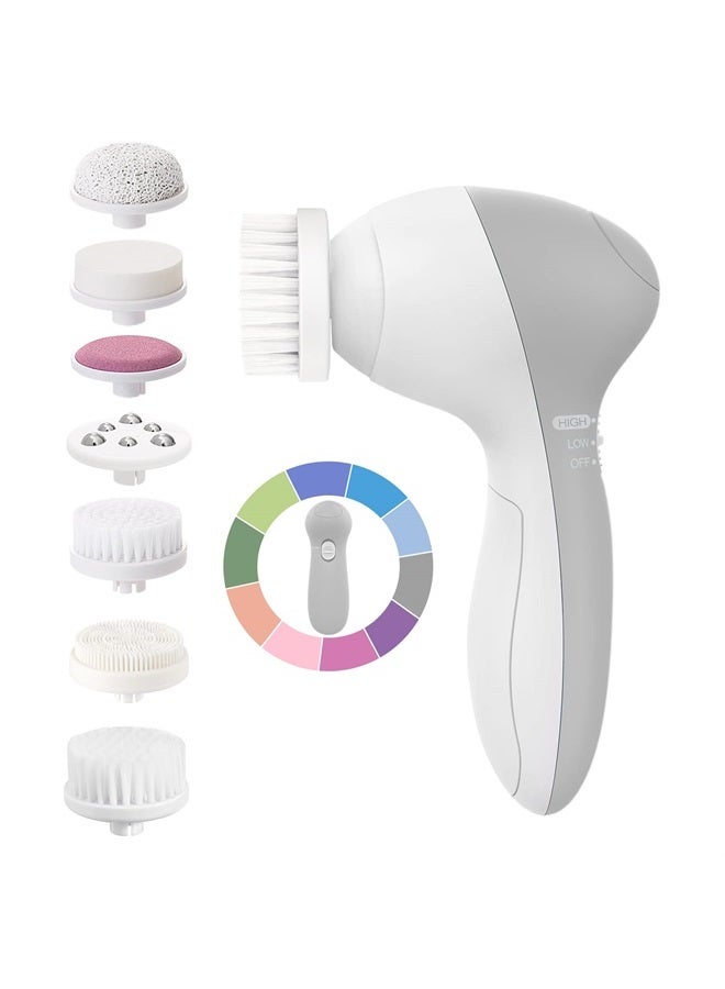 COSLUS Facial Cleansing Brush Face Scrubber: 7in1 JBK-D Electric Exfoliating Spin Cleanser Device Waterproof Deep Cleaning Exfoliation Rotating Spa Machine - Electronic Acne Skin Wash Spinning System 