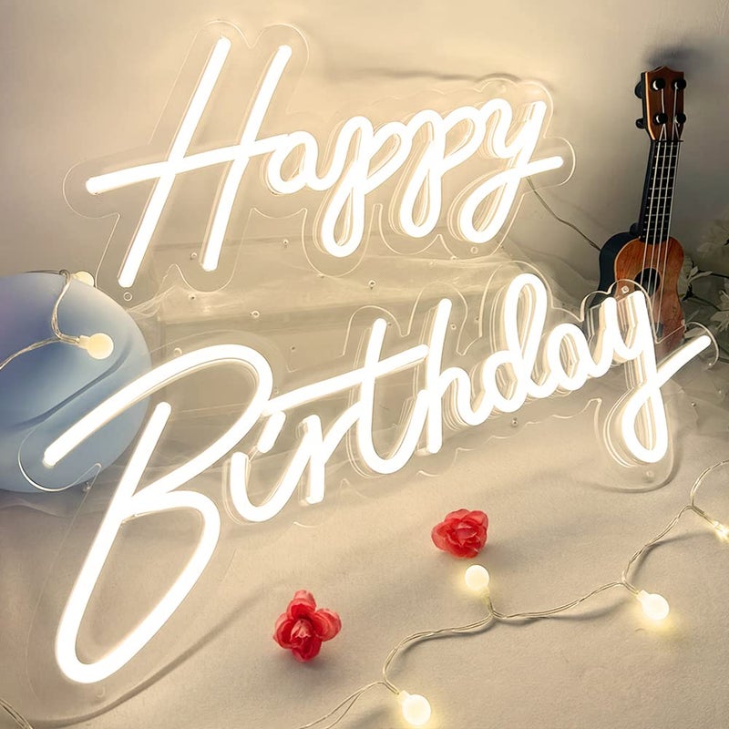 divatla 40"/23" Happy Birthday Neon Sign Large - Happy Birthday Sign 12V - Happy Birthday Light Up Sign with Dimmable Switch - 2PCS Happy Birthday LED Sign for Backdrop, Party, Celebration, Decoration - Image 1
