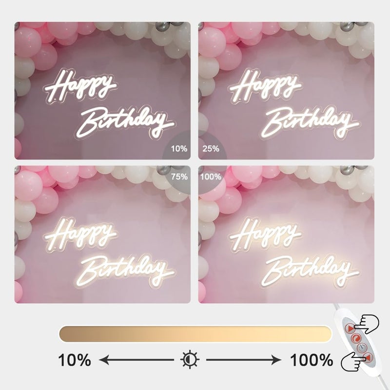 divatla 40"/23" Happy Birthday Neon Sign Large - Happy Birthday Sign 12V - Happy Birthday Light Up Sign with Dimmable Switch - 2PCS Happy Birthday LED Sign for Backdrop, Party, Celebration, Decoration - Image 4