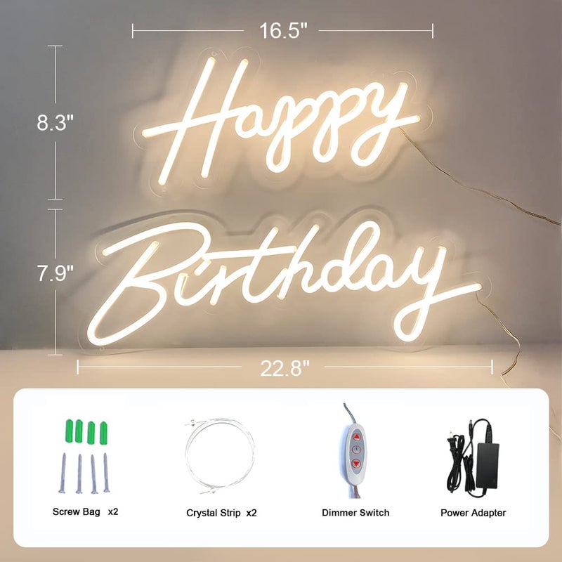 divatla 40"/23" Happy Birthday Neon Sign Large - Happy Birthday Sign 12V - Happy Birthday Light Up Sign with Dimmable Switch - 2PCS Happy Birthday LED Sign for Backdrop, Party, Celebration, Decoration - Image 2
