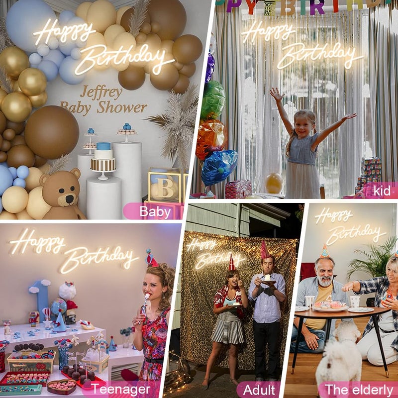 divatla 40"/23" Happy Birthday Neon Sign Large - Happy Birthday Sign 12V - Happy Birthday Light Up Sign with Dimmable Switch - 2PCS Happy Birthday LED Sign for Backdrop, Party, Celebration, Decoration - Image 3