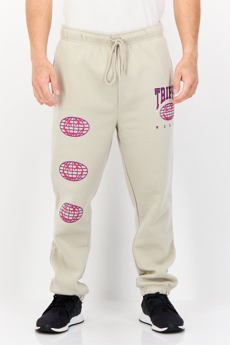 brooklyn Men Regular Fit Graphic Print Sweatpants, Taupe - Image 1