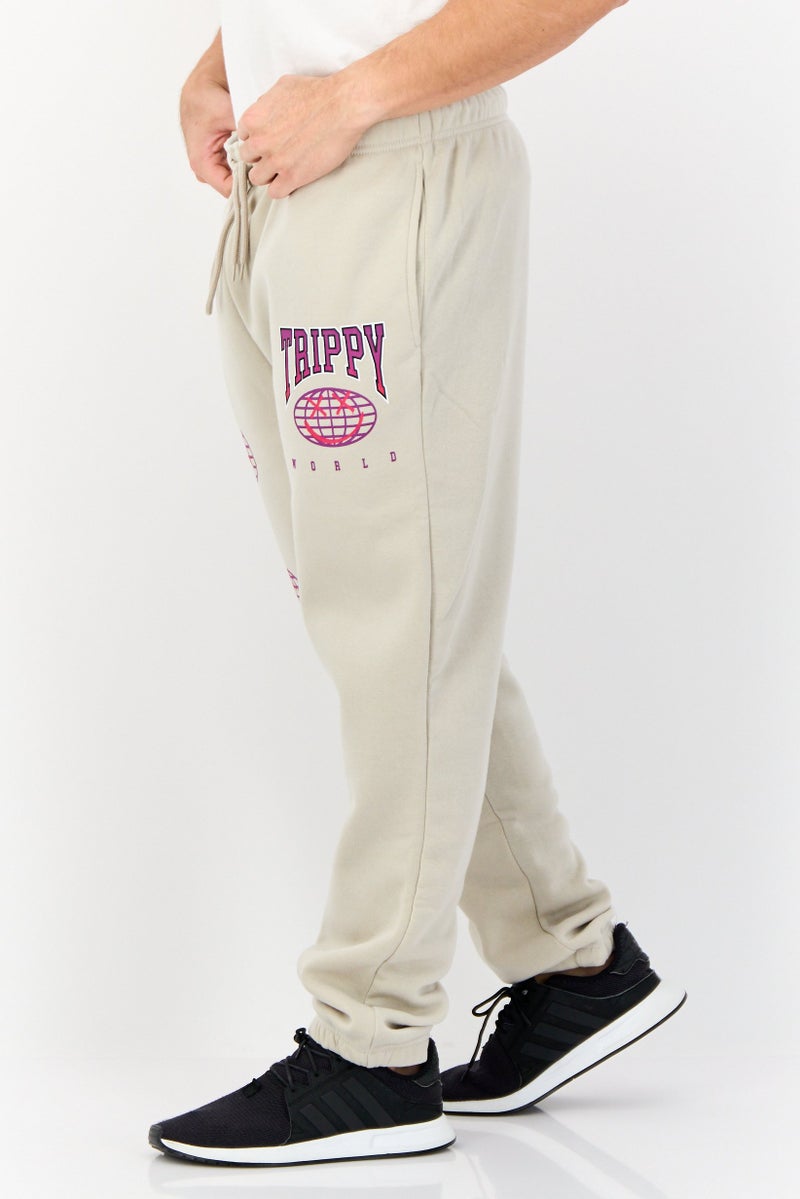 brooklyn Men Regular Fit Graphic Print Sweatpants, Taupe - Image 3