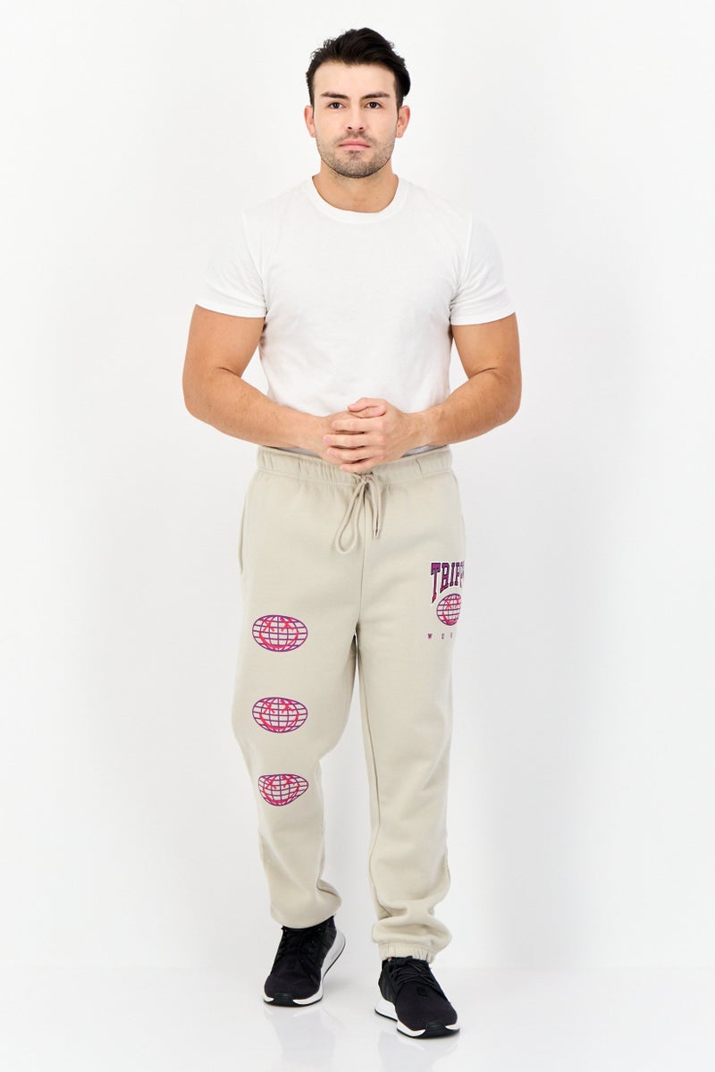brooklyn Men Regular Fit Graphic Print Sweatpants, Taupe - Image 4