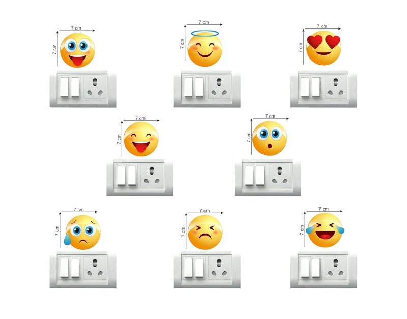 DecorVilla Decor Villa Smileys Switch Board Wall Sticker PVC VinylSheet Size 25 cm x 25 cm Multicolor - Image 2