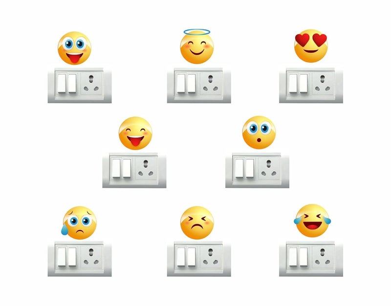 DecorVilla Decor Villa Smileys Switch Board Wall Sticker PVC VinylSheet Size 25 cm x 25 cm Multicolor - Image 1