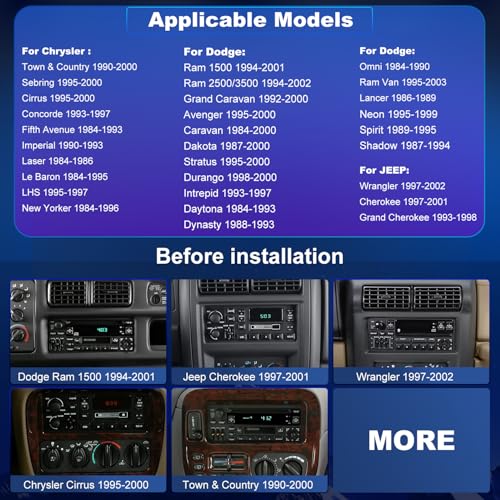 iCarSEPTON 64G 5GWiFi Upgrade Car Radio for Dodge Ram 1500/2500/3500 1994-2002, Jeep Wrangler 1997-2002, Cherokee 1997-2001, 6.86inch Grand Cherokee Stereo Touch Screen Carplay Android Auto GPS FM Fast Charger - Image 2