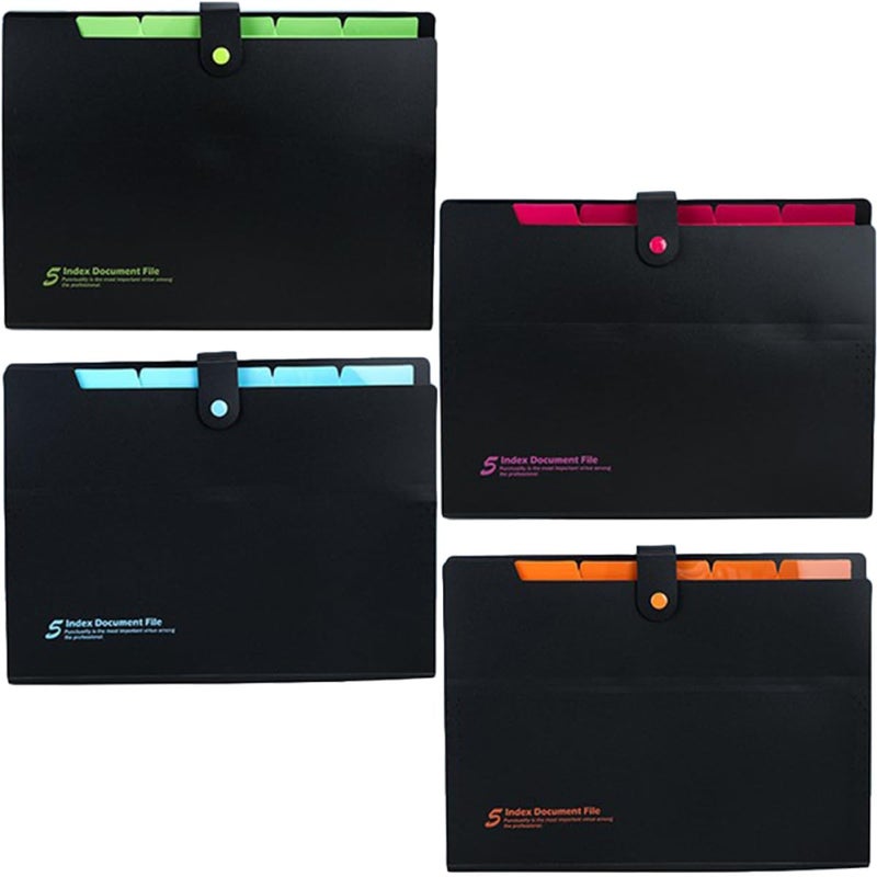 4pcs A4 Accordion File Folder Set Multi Pocket Document Organizer With Snap Closure - Image 2