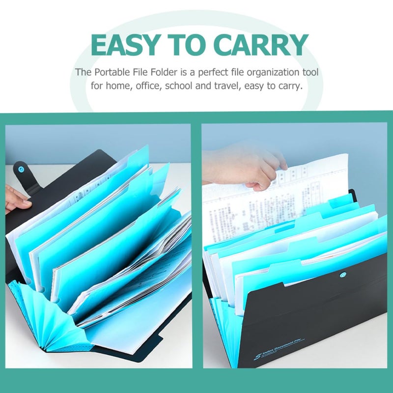 4pcs A4 Accordion File Folder Set Multi Pocket Document Organizer With Snap Closure - Image 5