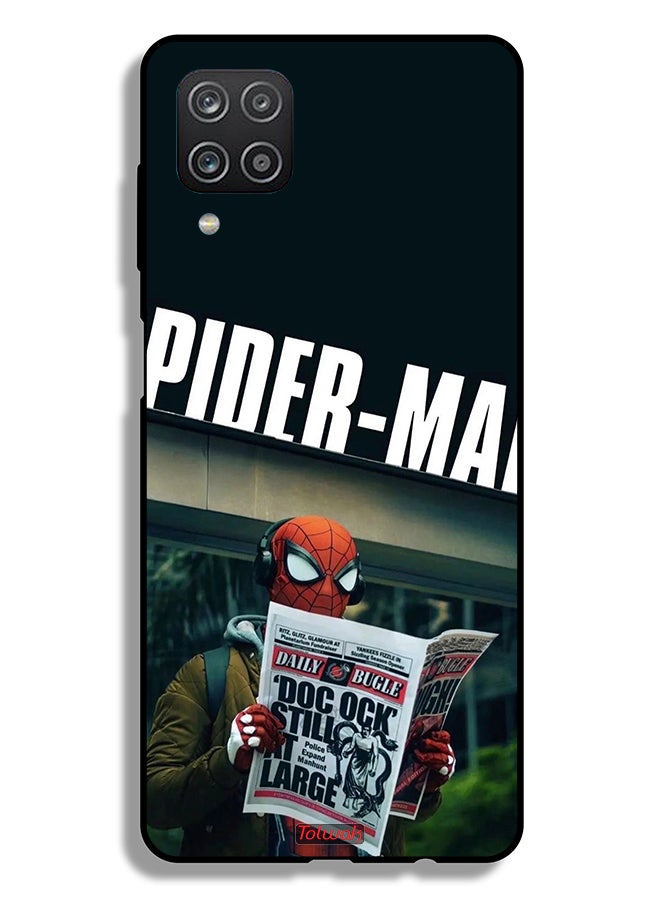Tolwak Samsung Galaxy A12 Protective Case Cover Spiderman Reading Newspaper - Image 1