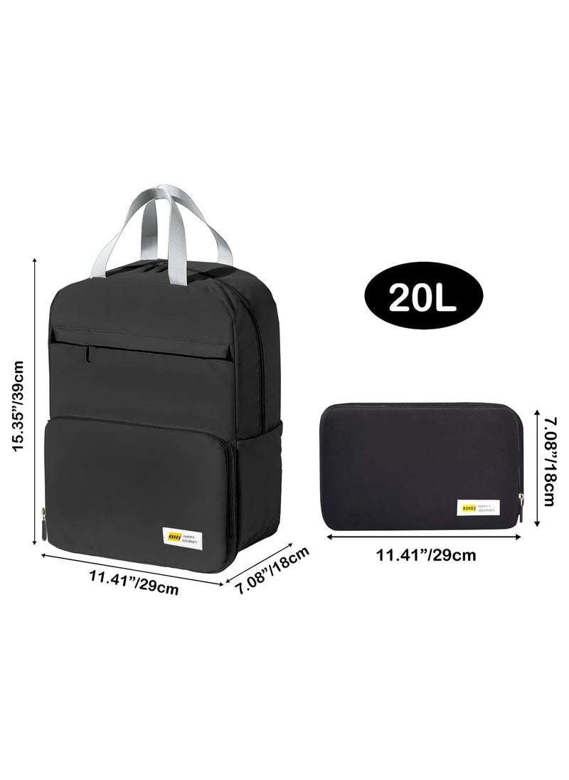 KASTWAVE - Foldable Travel Hiking Backpacks for Men Women, Backpack with Multi-Pockets Carry On Backpack College Backpack Bag, Portable Daypack Outdoor Vacation Camping Sports Bags, Black - Image 1
