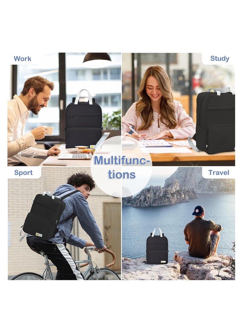 KASTWAVE - Foldable Travel Hiking Backpacks for Men Women, Backpack with Multi-Pockets Carry On Backpack College Backpack Bag, Portable Daypack Outdoor Vacation Camping Sports Bags, Black - Image 1