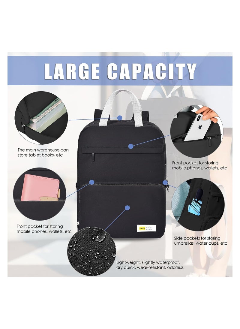 KASTWAVE - Foldable Travel Hiking Backpacks for Men Women, Backpack with Multi-Pockets Carry On Backpack College Backpack Bag, Portable Daypack Outdoor Vacation Camping Sports Bags, Black - Image 1