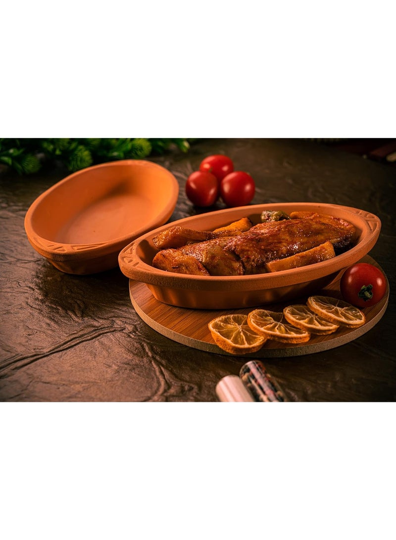 لوكسيول أوعية فخارية بيضاوية من لوكس يول – مصنوعة يدويًا في تركيا من طين طبيعي غير مطلي – آمنة للفرن والميكروويف وغسالة الصحون – مثالية لأطباق رئيسية، سمك، باستا، لحوم – متوفرة بألوان بني، طبيعي، أزرق، أخضر – بمقاسات L23×W13×H3، 26×14×3، 23×13×3، 29×18×4، 25×11.5×3 سم – صحية، صديقة للبيئة، متينة، مقاومة للتشقق، آمنة للطعام، هدية مثالية – أدوات مطبخ تقليدية تركية تجمع بين الجودة العملية والجمال الطبيعي - Image 4