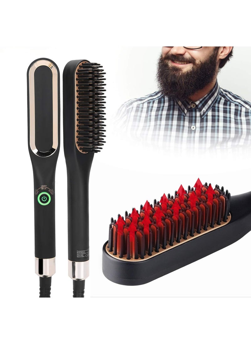 HURRISE - Heated Beard Brush Electric Mini Beard Straightening Comb Design Multifunctional Hair Straightener Comb Electric Comb for Hair Combs Beard Straightener Brush for MenUs - Image 1