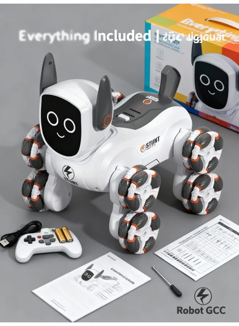 robotgcc 8-Wheel All-Terrain Smart RC Robot Dog Toy | Dual Motor Drive Suspension System | Water Spray + LED + Sound + 360° Drift & Spin Performance | Remote Control STEM Educational Robot Pet Gift for Boys & Girls | Indoor Outdoor Fun - Image 5