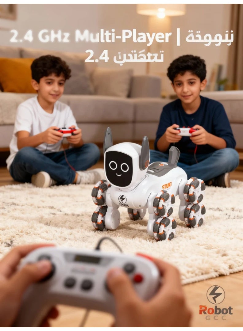 robotgcc 8-Wheel All-Terrain Smart RC Robot Dog Toy | Dual Motor Drive Suspension System | Water Spray + LED + Sound + 360° Drift & Spin Performance | Remote Control STEM Educational Robot Pet Gift for Boys & Girls | Indoor Outdoor Fun - Image 4