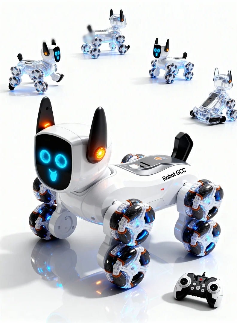robotgcc 8-Wheel All-Terrain Smart RC Robot Dog Toy | Dual Motor Drive Suspension System | Water Spray + LED + Sound + 360° Drift & Spin Performance | Remote Control STEM Educational Robot Pet Gift for Boys & Girls | Indoor Outdoor Fun - Image 1