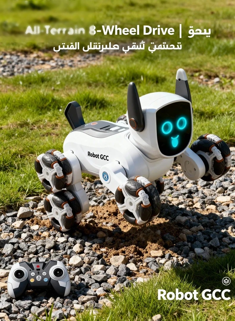 robotgcc 8-Wheel All-Terrain Smart RC Robot Dog Toy | Dual Motor Drive Suspension System | Water Spray + LED + Sound + 360° Drift & Spin Performance | Remote Control STEM Educational Robot Pet Gift for Boys & Girls | Indoor Outdoor Fun - Image 2
