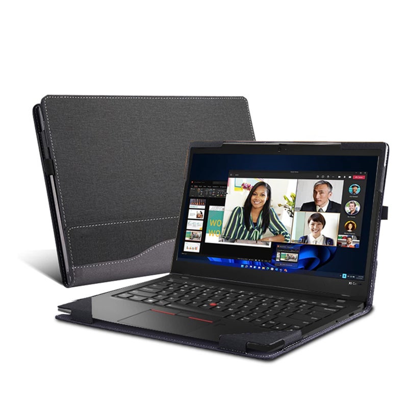 VEVOOD Laptop Cover for Lenovo ThinkPad X1 Carbon Gen 9 X1 Carbon Gen12/10/Gen11 X1 Yoga gen 8 7 6case2023 All-Inclusive Drop-Proof Case 14" PU Leather Inner Pocket Cover (Dark Grey) - Image 1