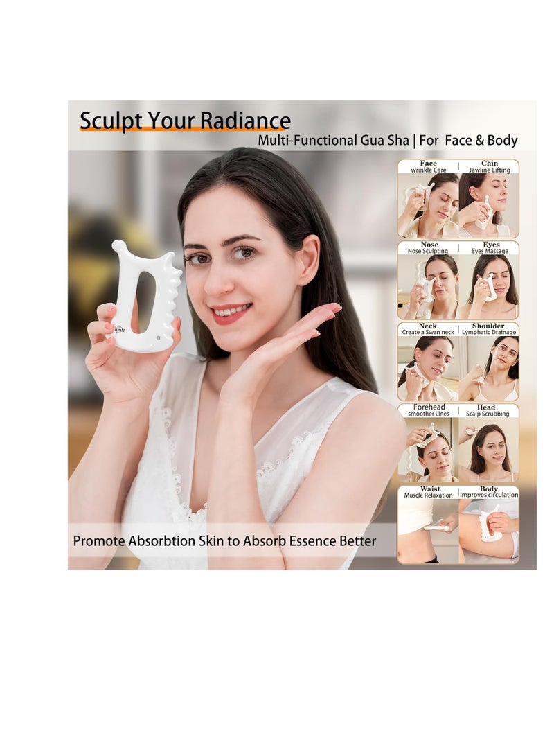 general 4-in-1  for Face & Body - Manual Facial Massage for Lymphatic Drainage, Jaw Lifting, Puffiness Care, Neck Massage for Stress Relief at Home, Self Care Gift for Mum Wife White - Image 2