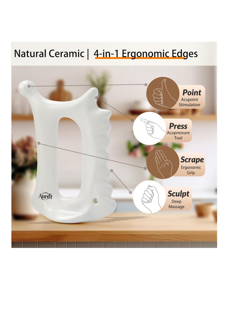 general 4-in-1  for Face & Body - Manual Facial Massage for Lymphatic Drainage, Jaw Lifting, Puffiness Care, Neck Massage for Stress Relief at Home, Self Care Gift for Mum Wife White - Image 3