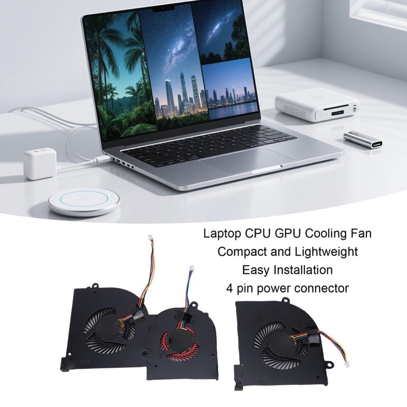 مروحة تبريد بديلة لوحدة المعالجة المركزية ووحدة معالجة الرسومات لجهاز GS65 16Q2CPU 16Q2GCCW، مصنوعة من مادة ABS المعدنية القوية، مع تبريد سريع وضوضاء منخفضة. - Image 5