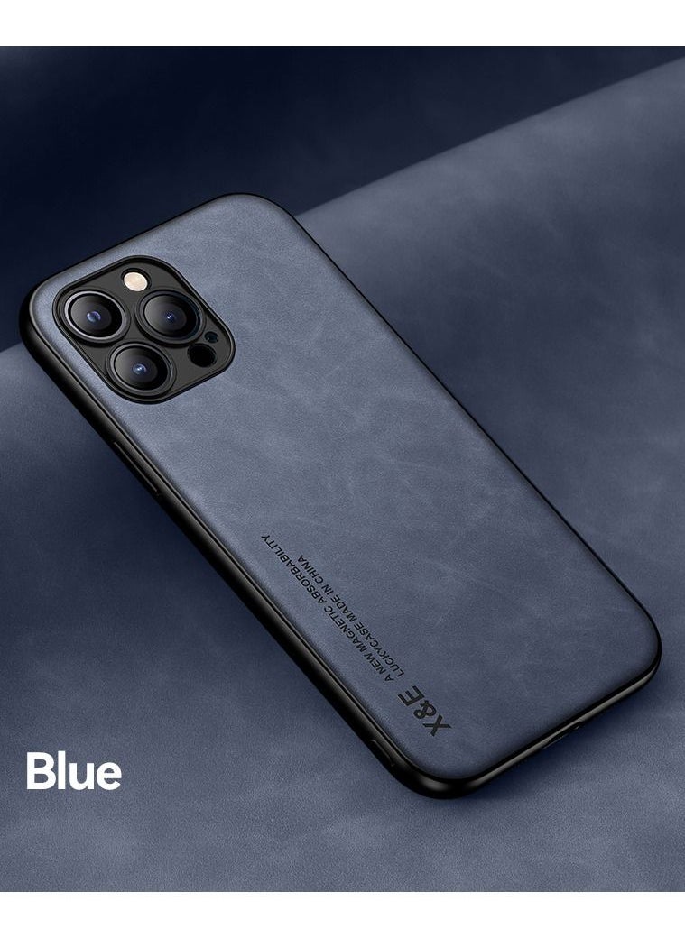 Color Fans - Case for iPhone 12 Pro 6.1 inch Cover Bumper Built-in Metal Plate Blue - Image 1