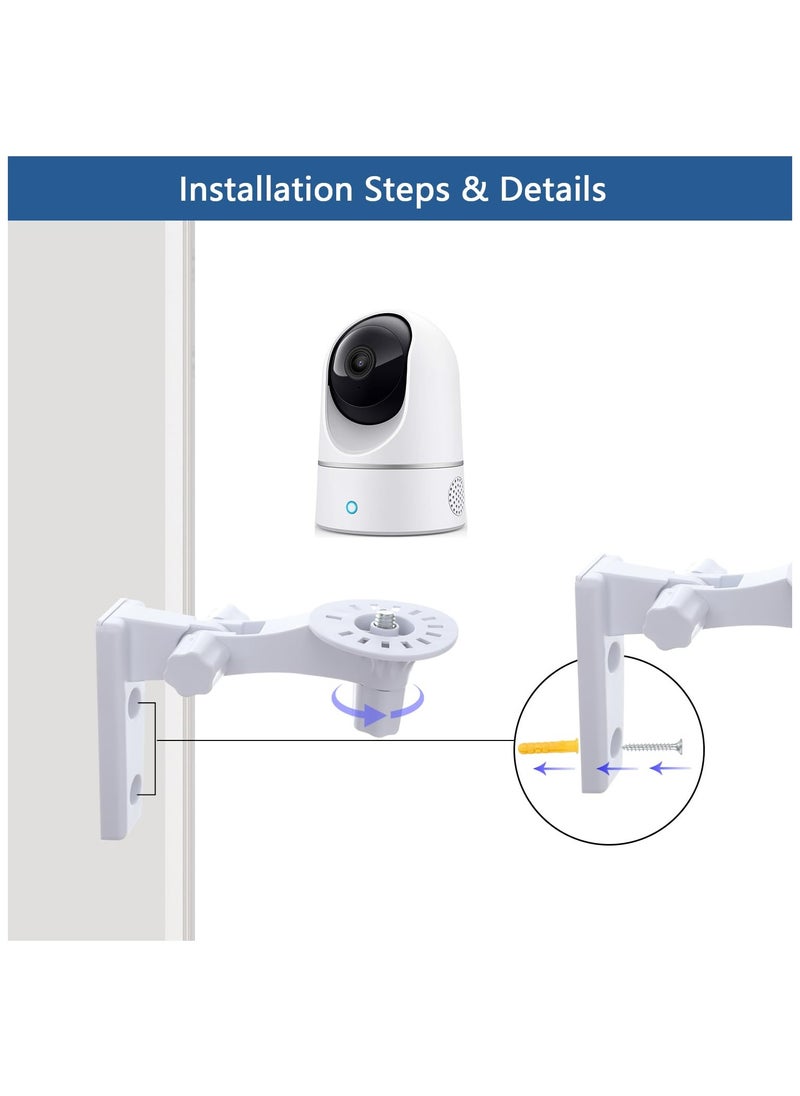 Generic - 2 Pack Adjustable Security Wall Mount Compatible with Eufy Security Indoor Cam E220 and P24 Eufycam 2c/2, Wall Mounts Holder 180 Degree Rotation 1/4" Screw Bracket (NOT Included The Cam) - Image 1