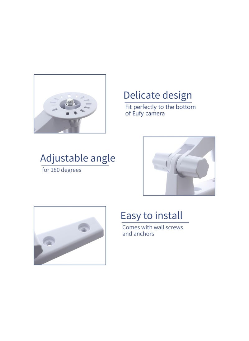 Generic - 2 Pack Adjustable Security Wall Mount Compatible with Eufy Security Indoor Cam E220 and P24 Eufycam 2c/2, Wall Mounts Holder 180 Degree Rotation 1/4" Screw Bracket (NOT Included The Cam) - Image 1