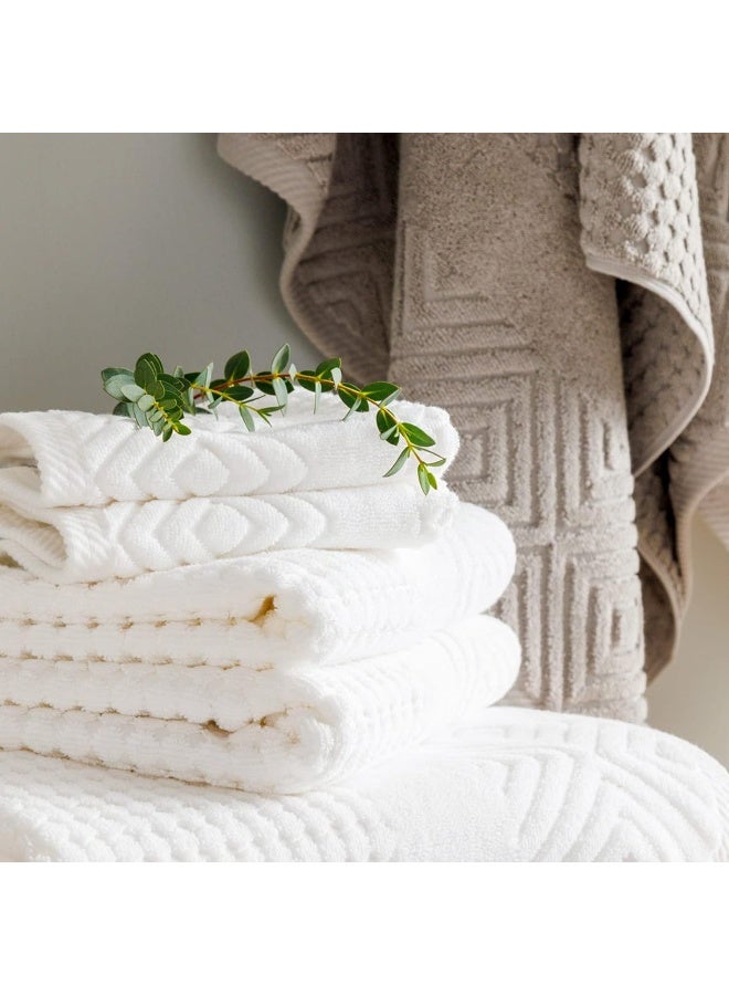 TexereSilk مجموعة مناشف استحمام فاخرة من قطن عضوي 100% بتصميم ماسي جاكار 700 GSM فائقة النعومة والامتصاص بجودة الفنادق والمنتجعات، 2 منشفة استحمام بلون الفحم الماسي - Image 5