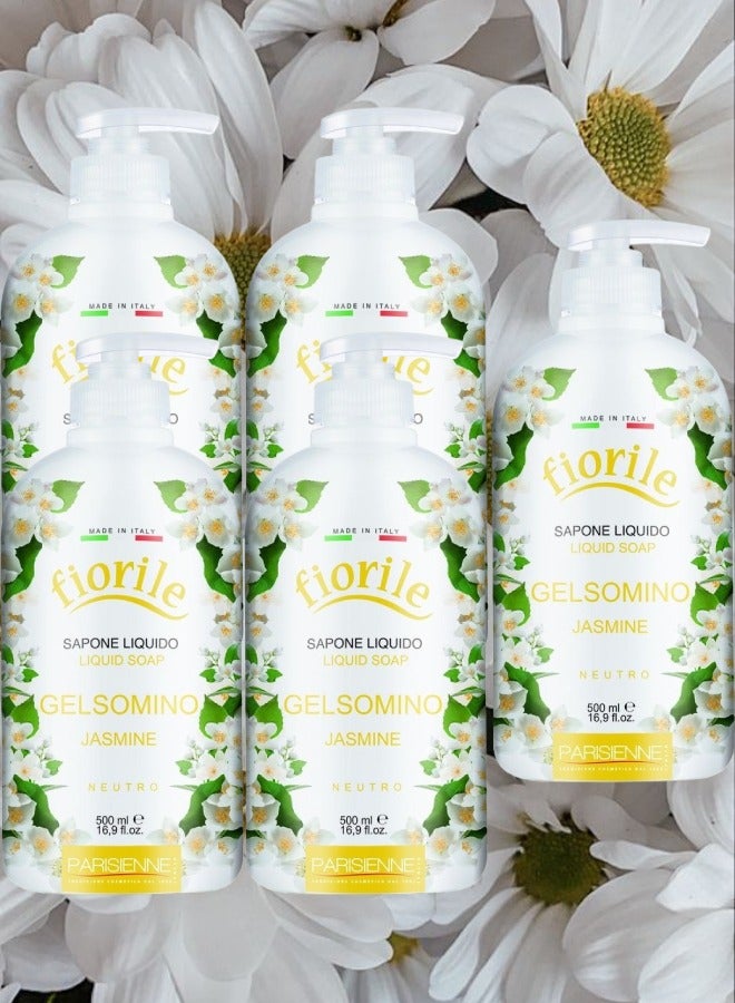5 Pieces Fiorile Liquid Soap Jasmine 500ml