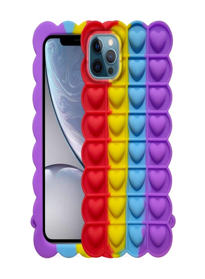 Case Creation Heart Love Fashion Fidget Case iPhone 12 for Womens, Colorful Push Pop Bubble Cute Toys Game case Autism Stress Relief Series Soft Silicone Cover for Apple iPhone 12 - Image 1