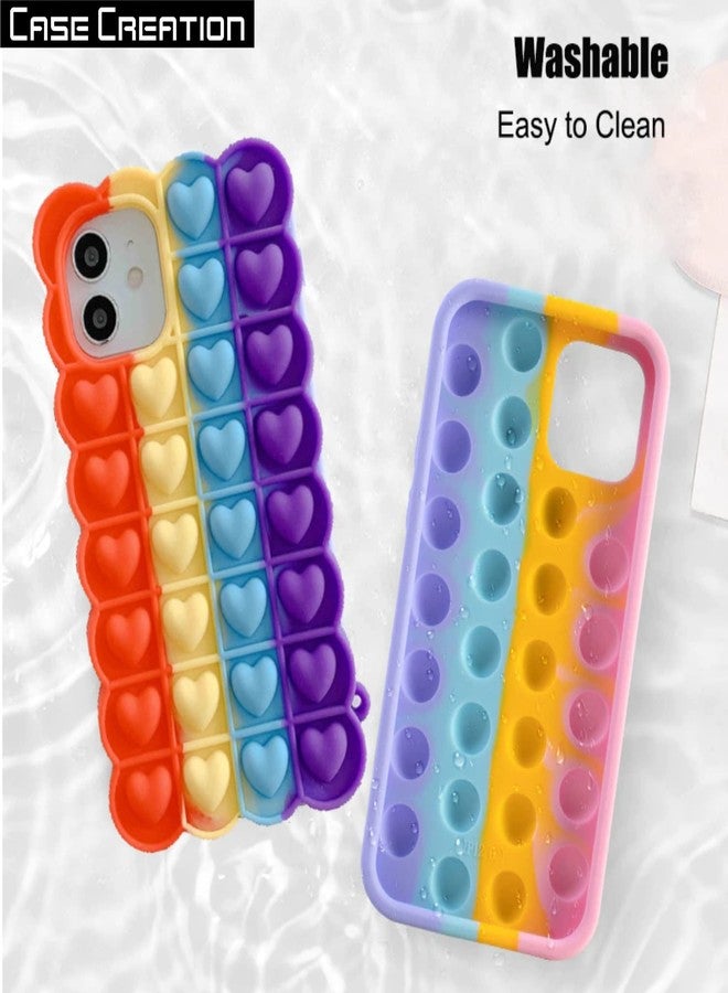 Case Creation Heart Love Fashion Fidget Case iPhone 12 for Womens, Colorful Push Pop Bubble Cute Toys Game case Autism Stress Relief Series Soft Silicone Cover for Apple iPhone 12 - Image 2