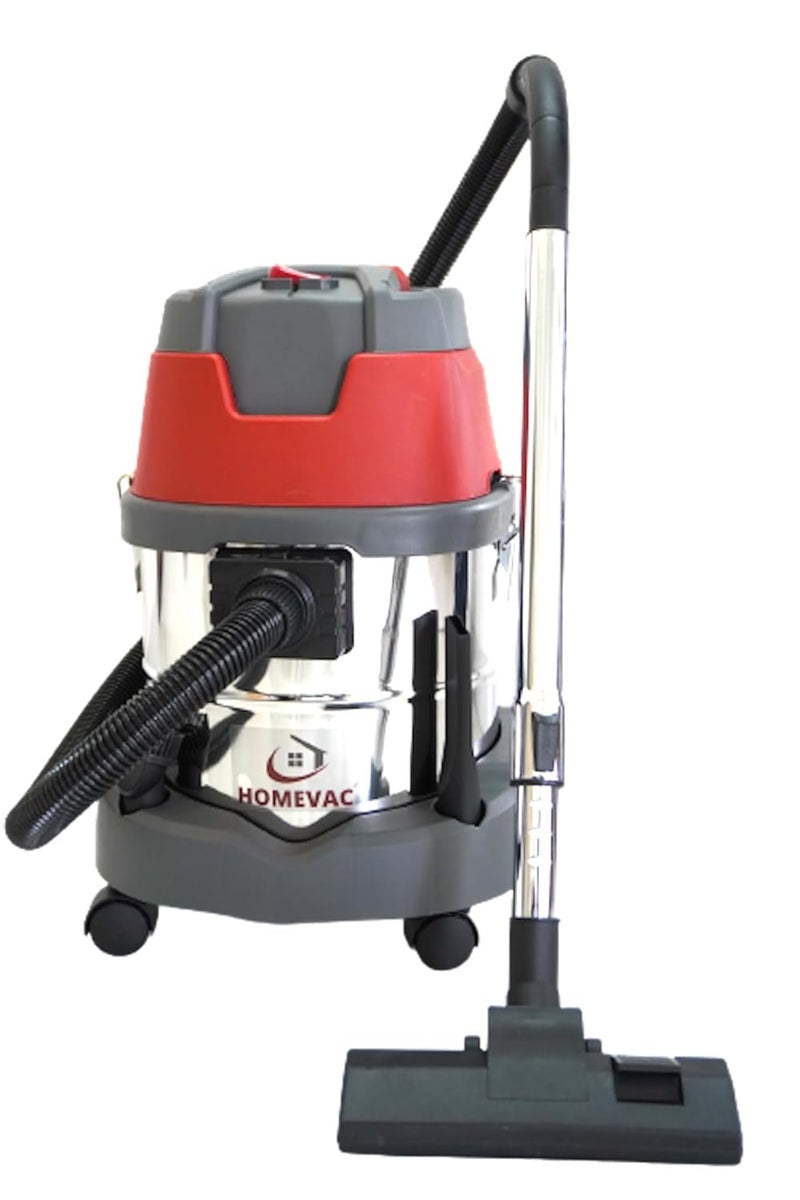 HOMEVAC HOMEVAC GLAN20 Portable Wet Dry Vacuum Cleaner1400 Watts Powerful Suction 20 litres Stainless Steel with Blowing HEPA Filter  - Image 1