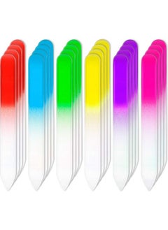 24 Pieces Glass Nail Files Fingernail File Czech Crystal Glass Nail Files Buffer Nail Care Manicure Tools Set Gradient Rainbow Color For Natural Nail (9 X 1 X 0.3 Cm)